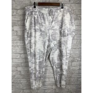 Athleta Farallon Printed Jogger Inversion Light Gray White Pull On Plus Sz 24 3X
